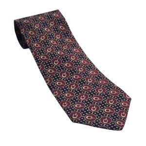 Vintage J.P. Tilford  Harry Rosen 100% Silk Tie Navy Burgundy Gold Pattern